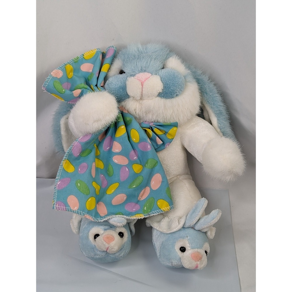 Commonwealth White Rabbit Plush Bunny Jellybean Lovey Bow 11 Inch Stuffed Animal